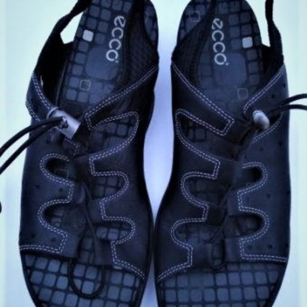 Ecco Jab Toggle Lace Gladiator Black Sandal Women's sz EUR 40  US 9